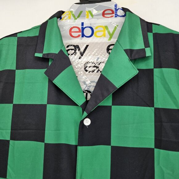 Steady Hands Shirt Mens XL Checkered Short Sleeve Button Up Anime Graphic Casual - Picture 2 of 10